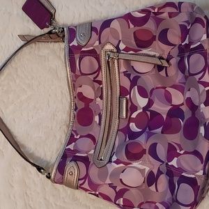 Coach lilac signature canvas & leather Hobo